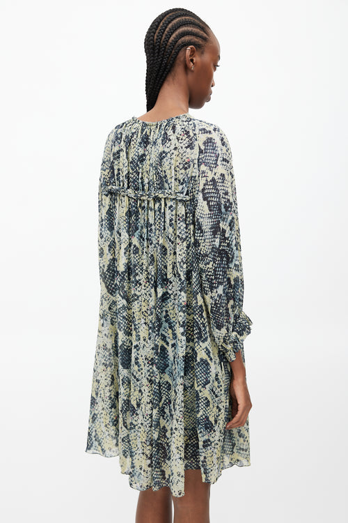 Isabel Marant Green Silk Print Braided Dress