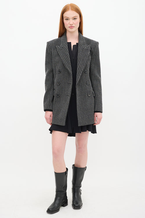 Isabel Marant Grey 
White Wool Striped Blazer