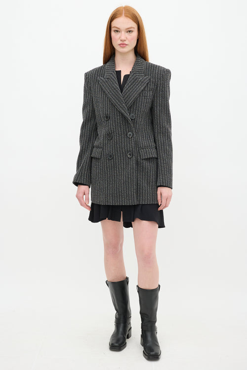 Isabel Marant Grey 
White Wool Striped Blazer