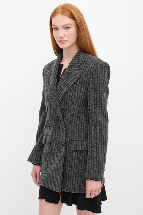 Isabel Marant Grey 
White Wool Striped Blazer