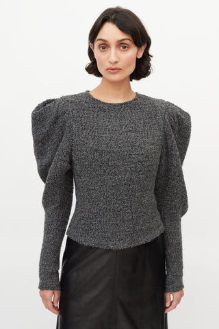 Isabel Marant Grey Hamili Puff Sleeve Sweater