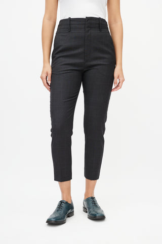 Isabel Marant Étoile Grey Wool Plaid Slim Trouser