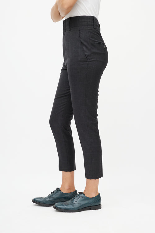 Isabel Marant Étoile Grey Wool Plaid Slim Trouser