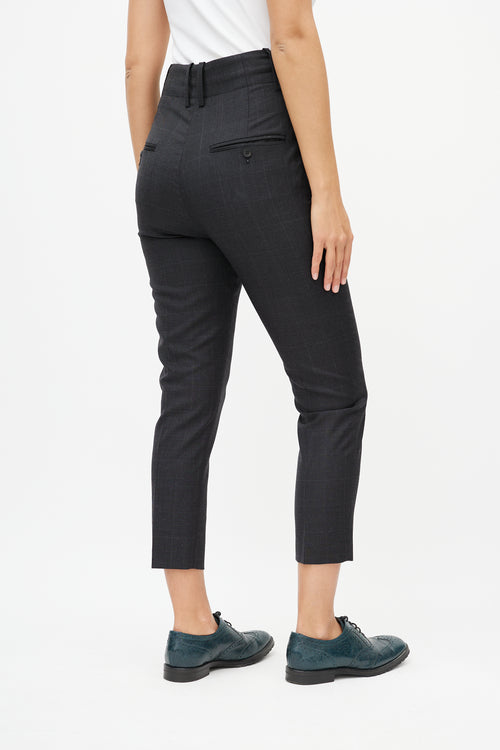 Isabel Marant Étoile Grey Wool Plaid Slim Trouser