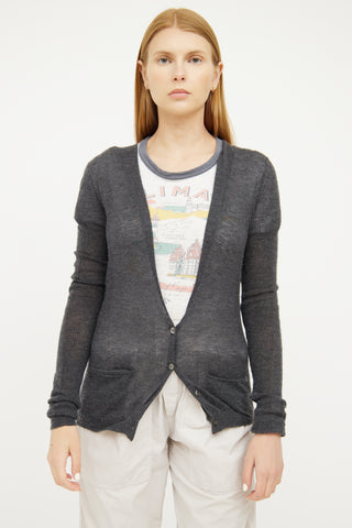 Isabel Marant Grey Button Long Sleeve Cardigan