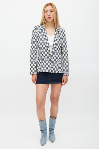 Isabel Marant Grey 
Navy Ornate Tile Printed Blazer