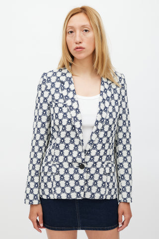 Isabel Marant Grey 
Navy Ornate Tile Printed Blazer