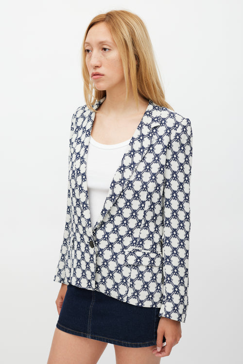 Isabel Marant Grey 
Navy Ornate Tile Printed Blazer