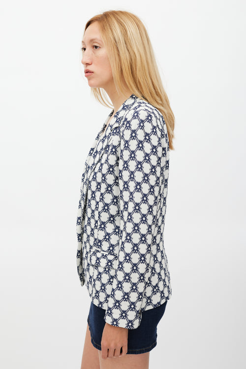 Isabel Marant Grey 
Navy Ornate Tile Printed Blazer