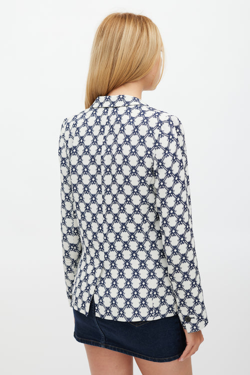 Isabel Marant Grey 
Navy Ornate Tile Printed Blazer