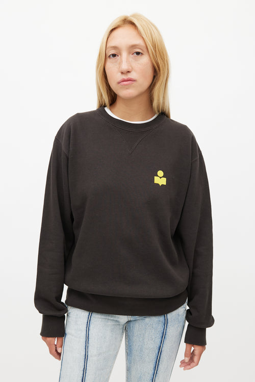 Isabel Marant Black 
Yellow Logo Crewneck