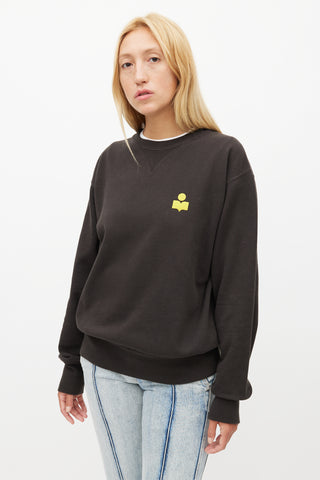 Isabel Marant Black 
Yellow Logo Crewneck