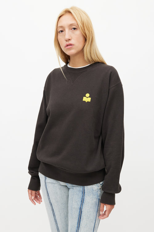 Isabel Marant Black 
Yellow Logo Crewneck