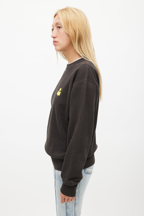 Isabel Marant Black 
Yellow Logo Crewneck