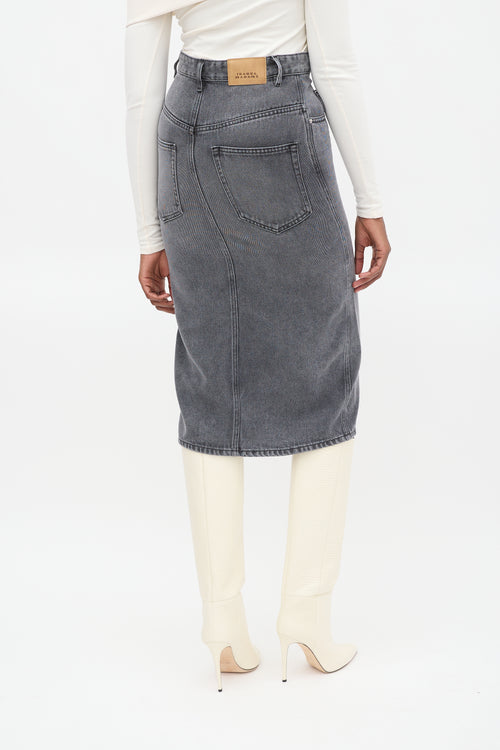 Isabel Marant Grey Denim Tilauria Midi Skirt