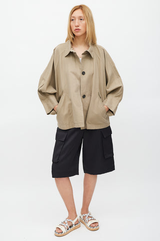 Isabel Marant Khaki Brown Cotton Oversized Cape Jacket