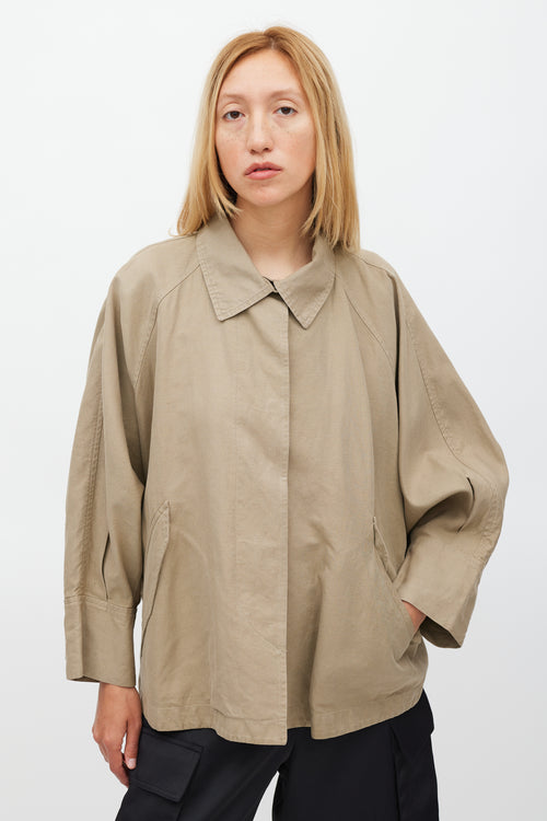 Isabel Marant Khaki Brown Cotton Oversized Cape Jacket