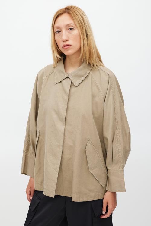 Isabel Marant Khaki Brown Cotton Oversized Cape Jacket