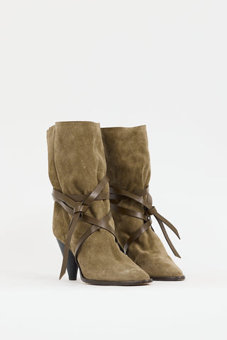 Isabel Marant Khaki Green Suede Lidly Boot