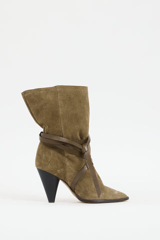 Isabel Marant Khaki Green Suede Lidly Boot