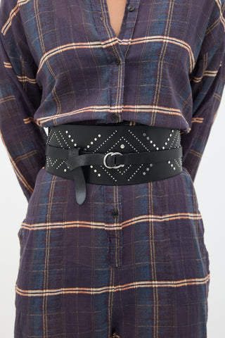 Isabel Marant Leather Studded Wide Belt