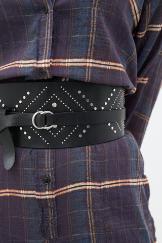 Isabel Marant Leather Studded Wide Belt