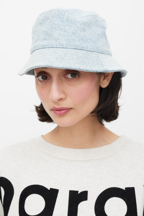 Isabel Marant Light Wash Logo Denim Bucket Hat