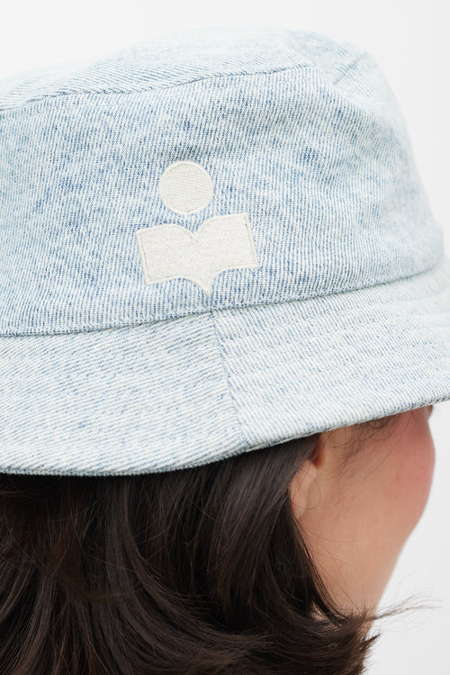 Isabel Marant Light Wash Logo Denim Bucket Hat