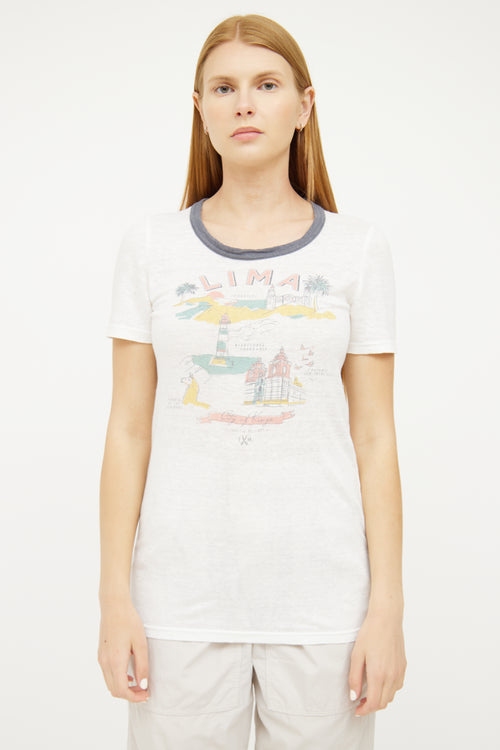 Isabel Marant Étoile White Linen Lima Print Tshirt