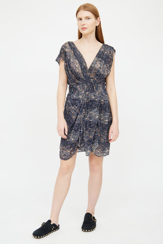 Isabel Marant Blue Textured Drape Dress