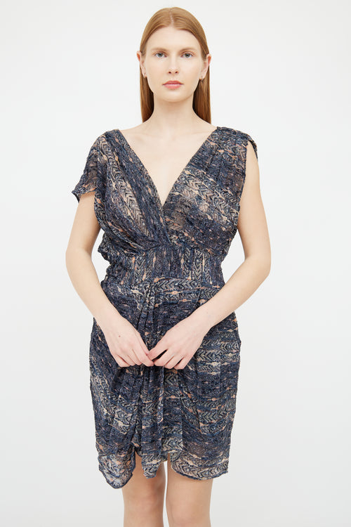 Isabel Marant Blue Textured Drape Dress