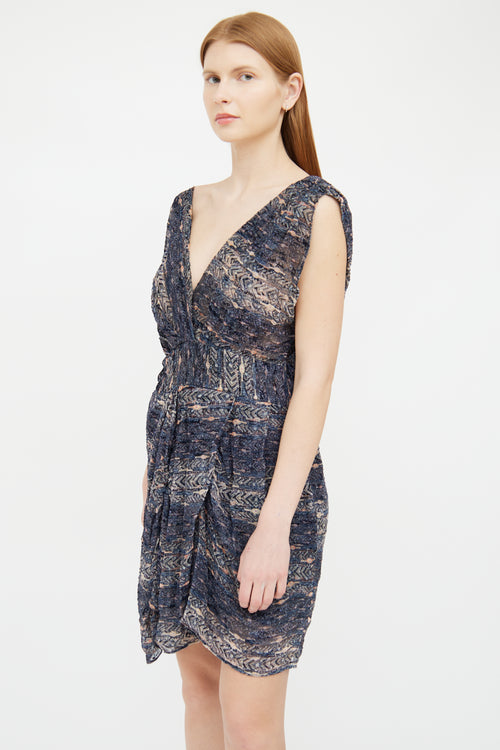 Isabel Marant Blue Textured Drape Dress