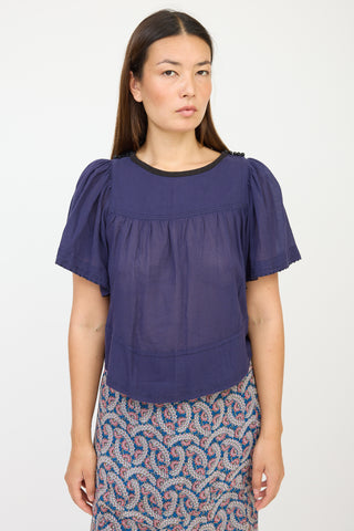 Isabel Marant Navy 
Black Beaded Top