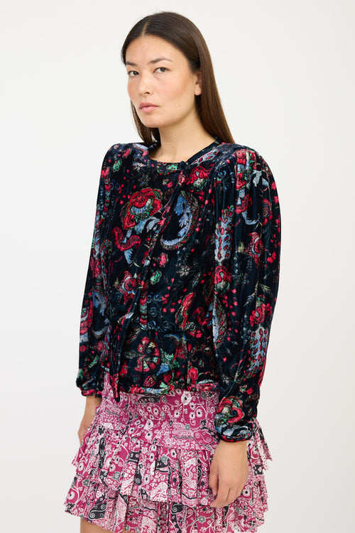 Isabel Marant Navy 
Multicolour Velour Paisley Jacket