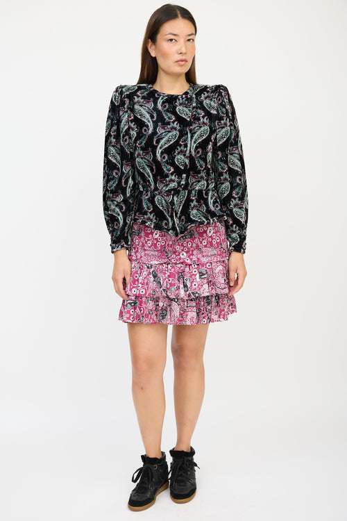 Isabel Marant Black 
Multicolour Velour Paisley Jacket