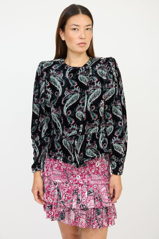 Isabel Marant Black 
Multicolour Velour Paisley Jacket