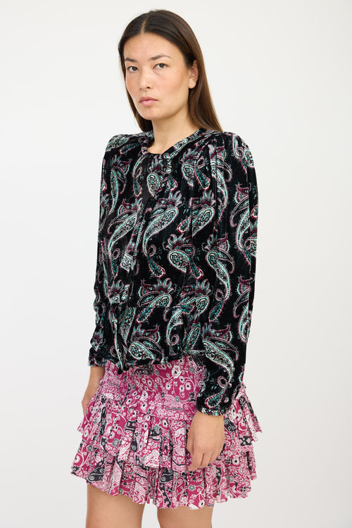 Isabel Marant Black 
Multicolour Velour Paisley Jacket