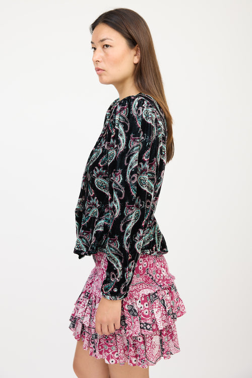 Isabel Marant Black 
Multicolour Velour Paisley Jacket