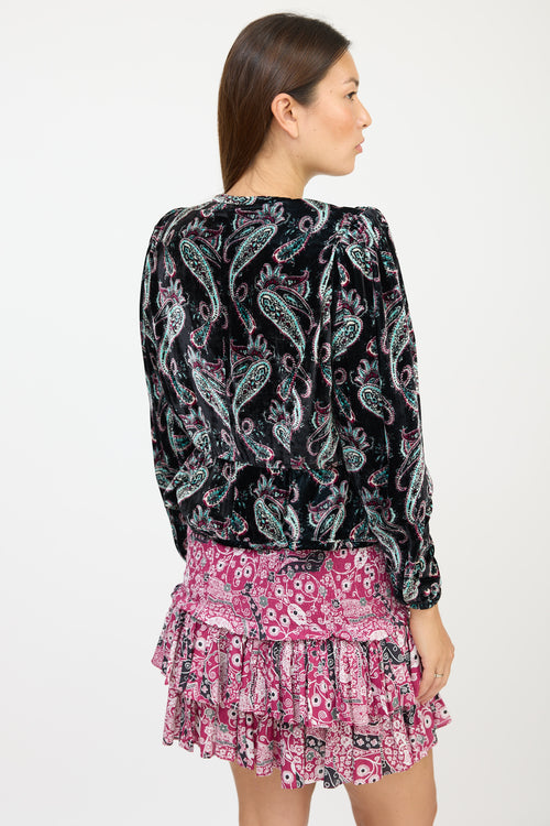 Isabel Marant Black 
Multicolour Velour Paisley Jacket