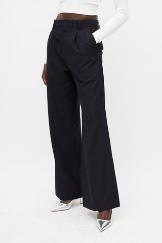 Isabel Marant Navy 
Red Stripe Wide Leg Trouser