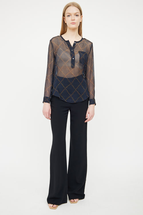 Isabel Marant Étoile Navy Silk Sheer Blouse