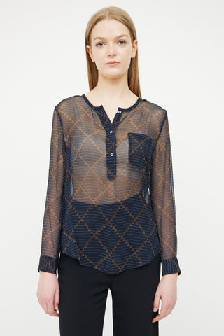 Isabel Marant Étoile Navy Silk Sheer Blouse