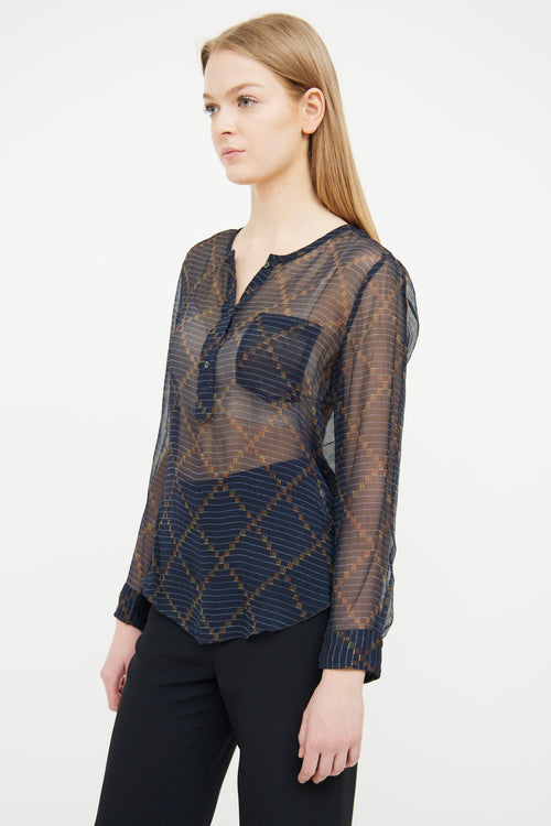 Isabel Marant Étoile Navy Silk Sheer Blouse