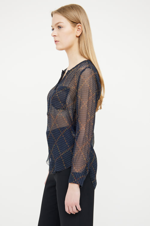 Isabel Marant Étoile Navy Silk Sheer Blouse