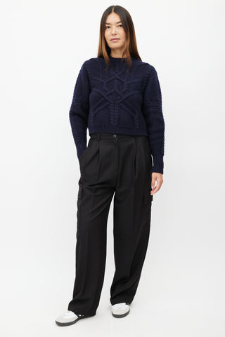 Isabel Marant Navy Wool Cableknit Sweater