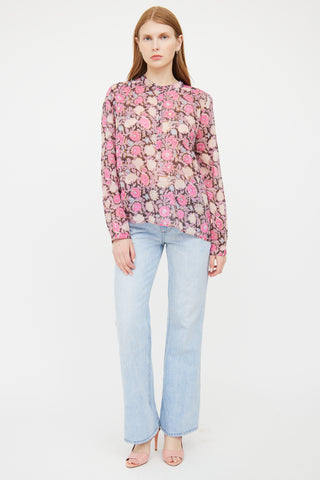 Isabel Marant Étoile Pink 
Multi Floral Print V Neck Top