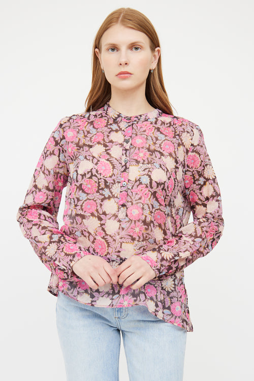 Isabel Marant Étoile Pink 
Multi Floral Print V Neck Top