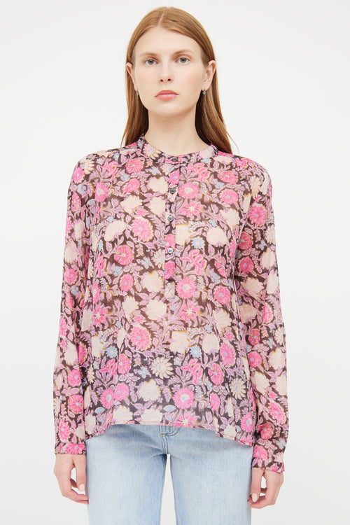 Isabel Marant Étoile Pink 
Multi Floral Print V Neck Top