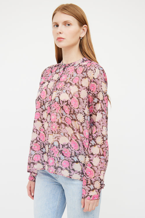 Isabel Marant Étoile Pink 
Multi Floral Print V Neck Top