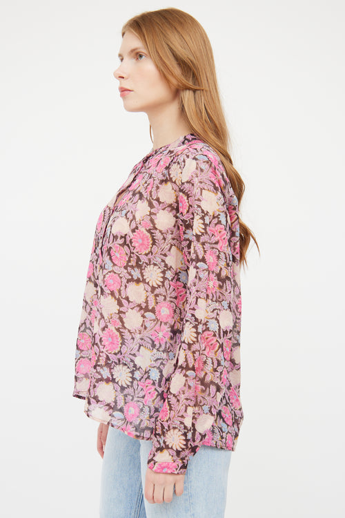 Isabel Marant Étoile Pink 
Multi Floral Print V Neck Top